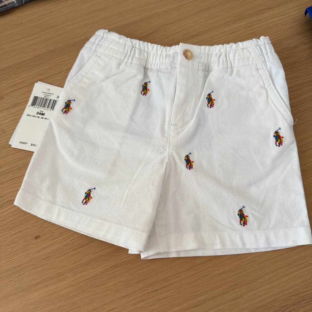 NWT Ralph Lauren Polo All Over Pony Logo Shorts 24 mo